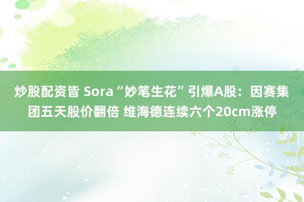 炒股配资皆 Sora“妙笔生花”引爆A股：因赛集团五天股价翻倍 维海德连续六个20cm涨停