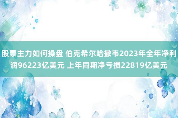 股票主力如何操盘 伯克希尔哈撒韦2023年全年净利润96223亿美元 上年同期净亏损22819亿美元